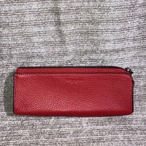 Coach Red Sport Pebbled Leather Organizer Cosmetic Storage Pouch Bag C6989 NWT